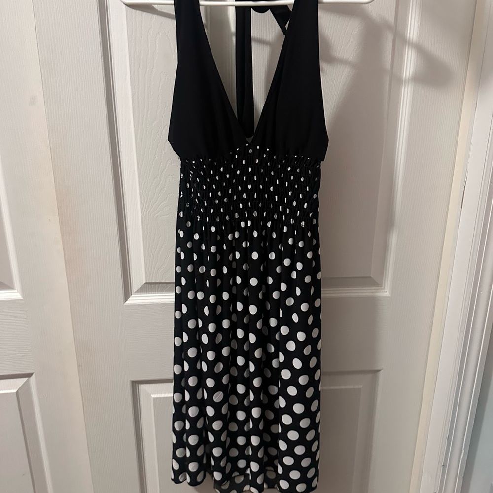 Elegant Black and White Polka Dot Dress